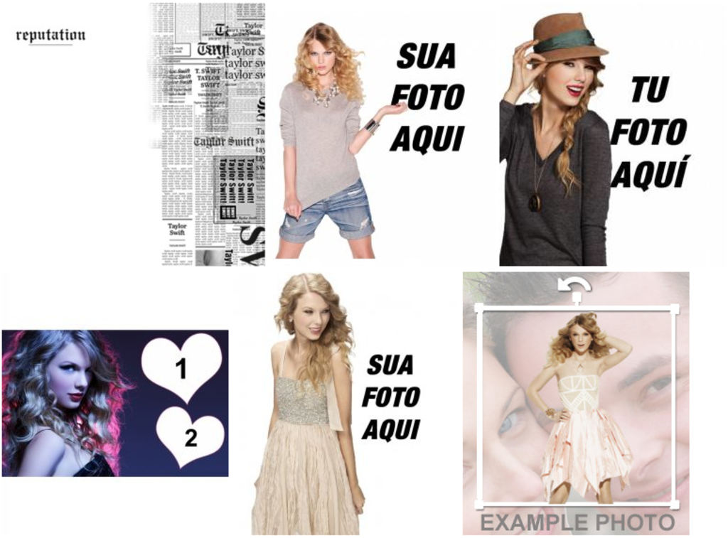 fotomontagens e adesivos com Taylor Swift