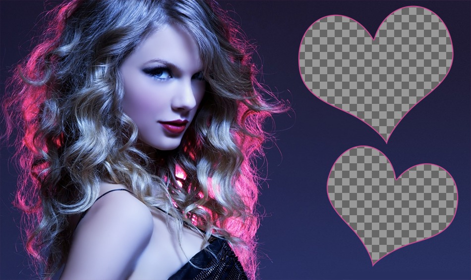 Colagem para duas fotos com uma imagem de Taylor Swift ..
