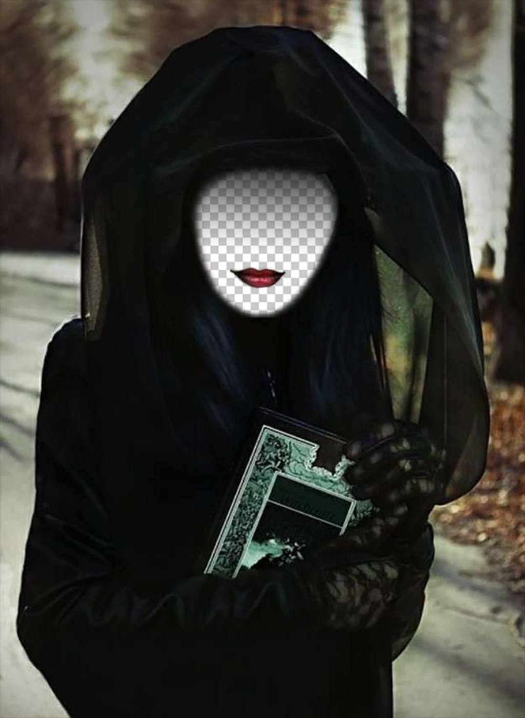 Fotomontagem para colocar seu rosto no corpo de uma bruxa